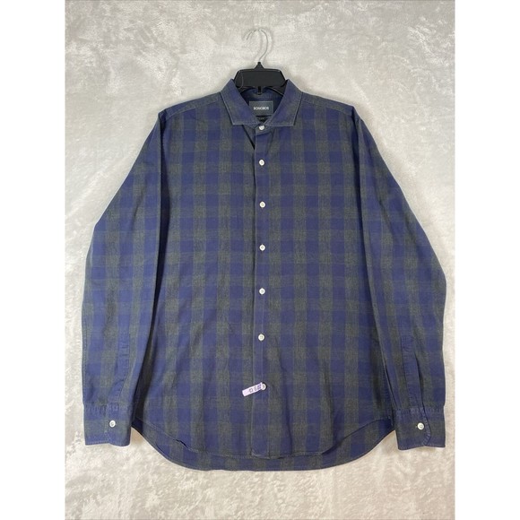 Bonobos Button Down Shirt Mens Size Medium Slim Fit Blue/Gray‎ Plaid Long Sleeve - Picture 1 of 7